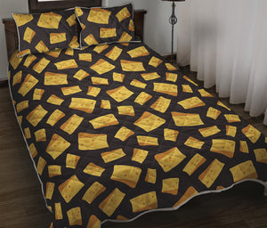 Black Cheese And Holes Pattern Print Quilt Bed Set