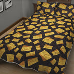 Black Cheese And Holes Pattern Print Quilt Bed Set