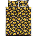 Black Cheese And Holes Pattern Print Quilt Bed Set