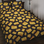 Black Cheese And Holes Pattern Print Quilt Bed Set