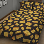 Black Cheese And Holes Pattern Print Quilt Bed Set