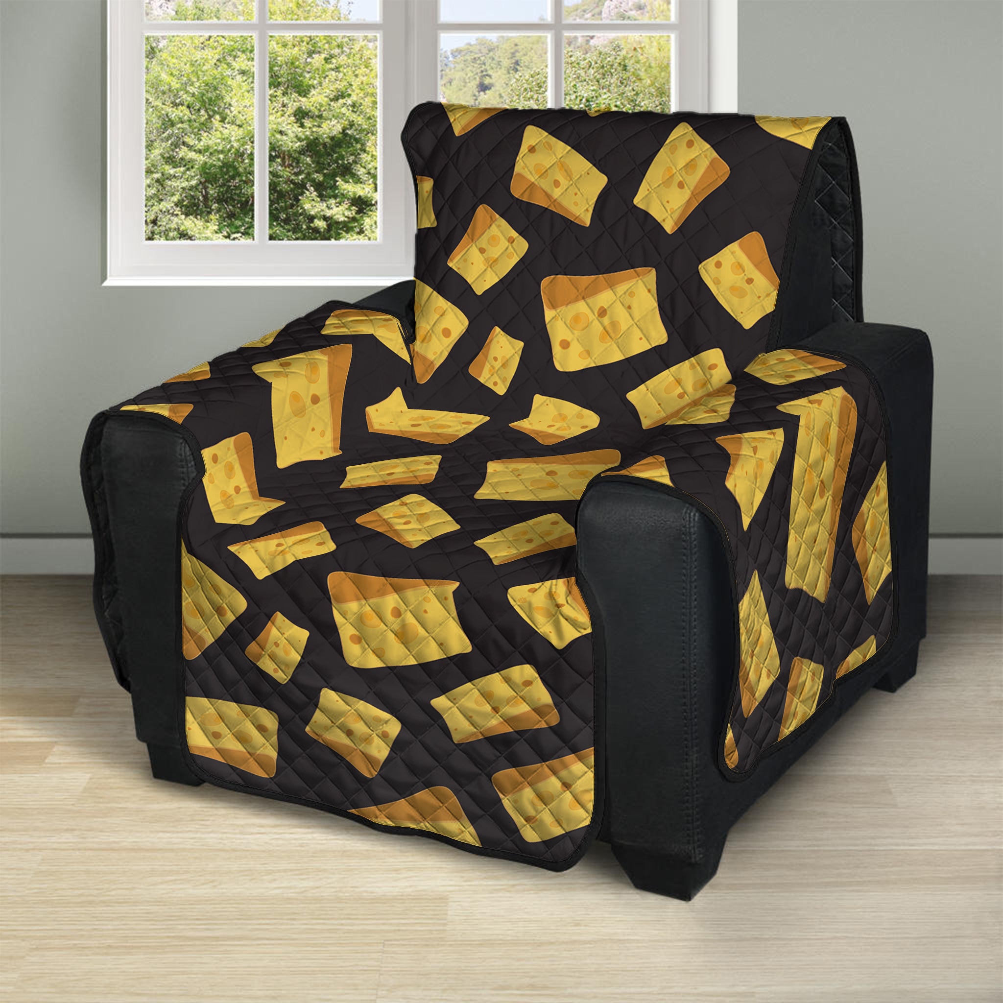 Black Cheese And Holes Pattern Print Recliner Protector