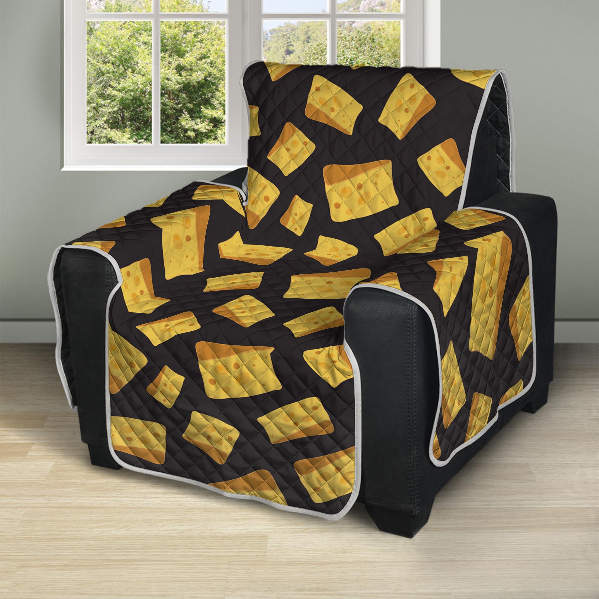 Black Cheese And Holes Pattern Print Recliner Protector