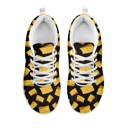 Black Cheese And Holes Pattern Print White Sneakers