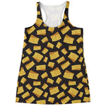 Black Cheese And Holes Pattern Print Women's Racerback Tank Top