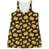 Black Cheese And Holes Pattern Print Women's Racerback Tank Top