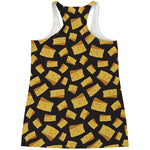 Black Cheese And Holes Pattern Print Women's Racerback Tank Top