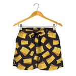 Black Cheese And Holes Pattern Print Women's Shorts