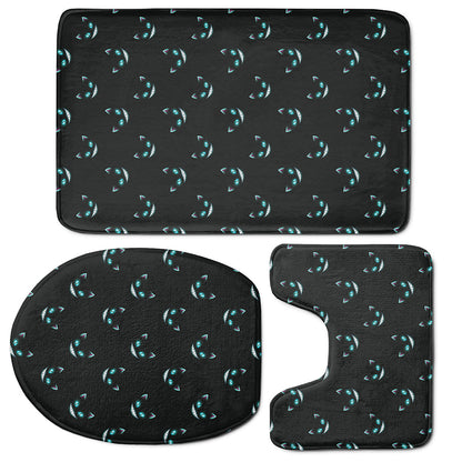 Black Cheshire Cat Pattern Print 3 Piece Bath Mat Set