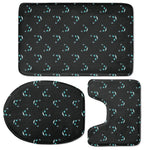 Black Cheshire Cat Pattern Print 3 Piece Bath Mat Set