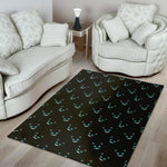 Black Cheshire Cat Pattern Print Area Rug