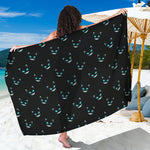 Black Cheshire Cat Pattern Print Beach Sarong Wrap