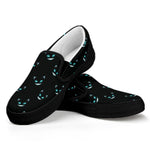 Black Cheshire Cat Pattern Print Black Slip On Shoes