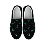 Black Cheshire Cat Pattern Print Black Slip On Shoes
