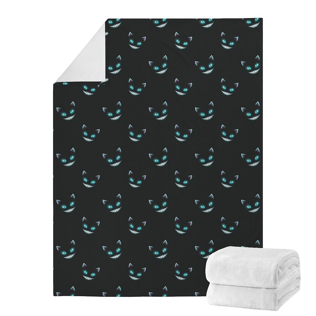 Black Cheshire Cat Pattern Print Blanket