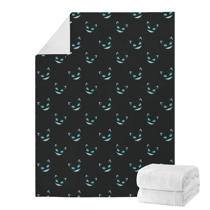 Black Cheshire Cat Pattern Print Blanket