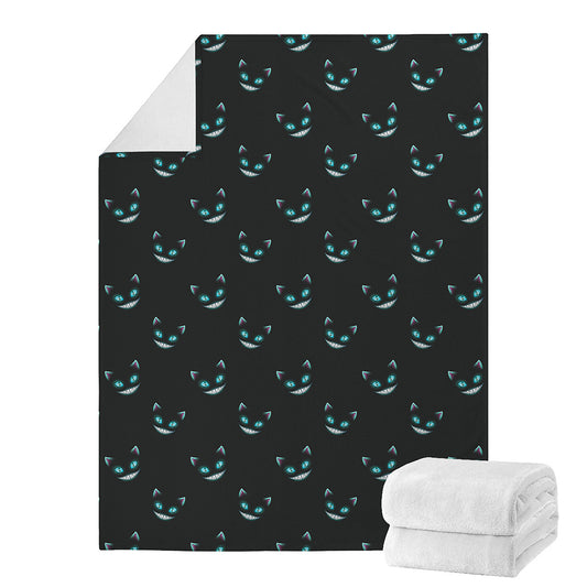 Black Cheshire Cat Pattern Print Blanket