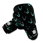 Black Cheshire Cat Pattern Print Boxing Gloves