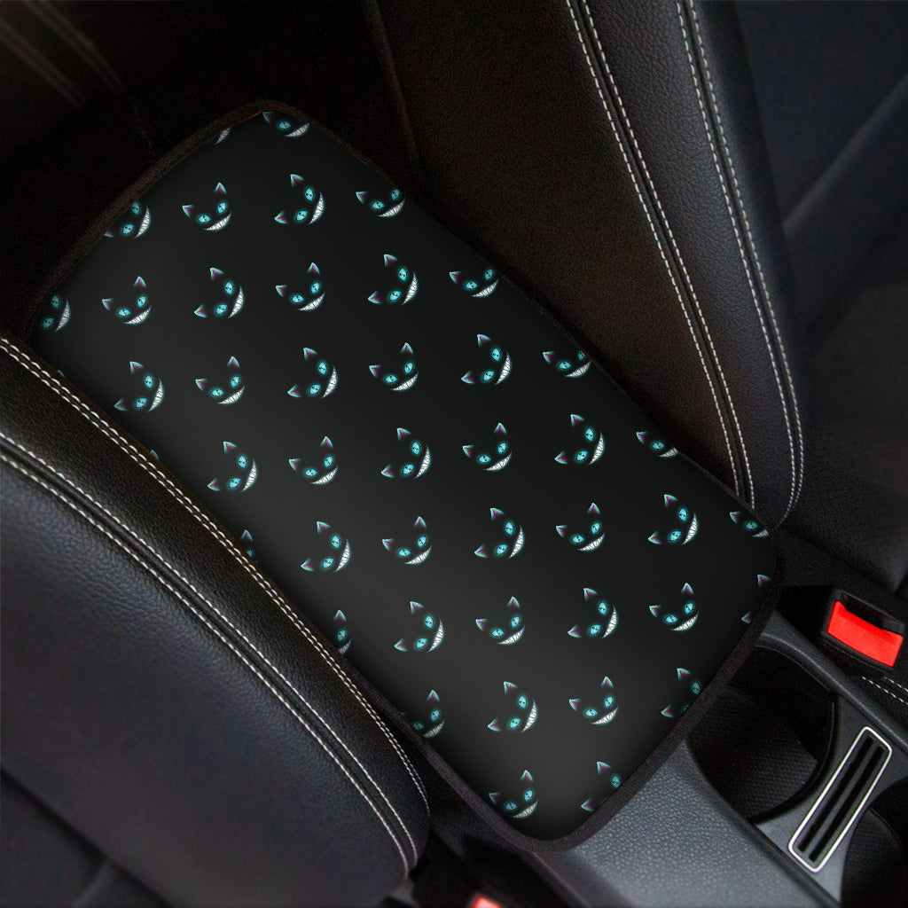 Black Cheshire Cat Pattern Print Car Center Console Cover
