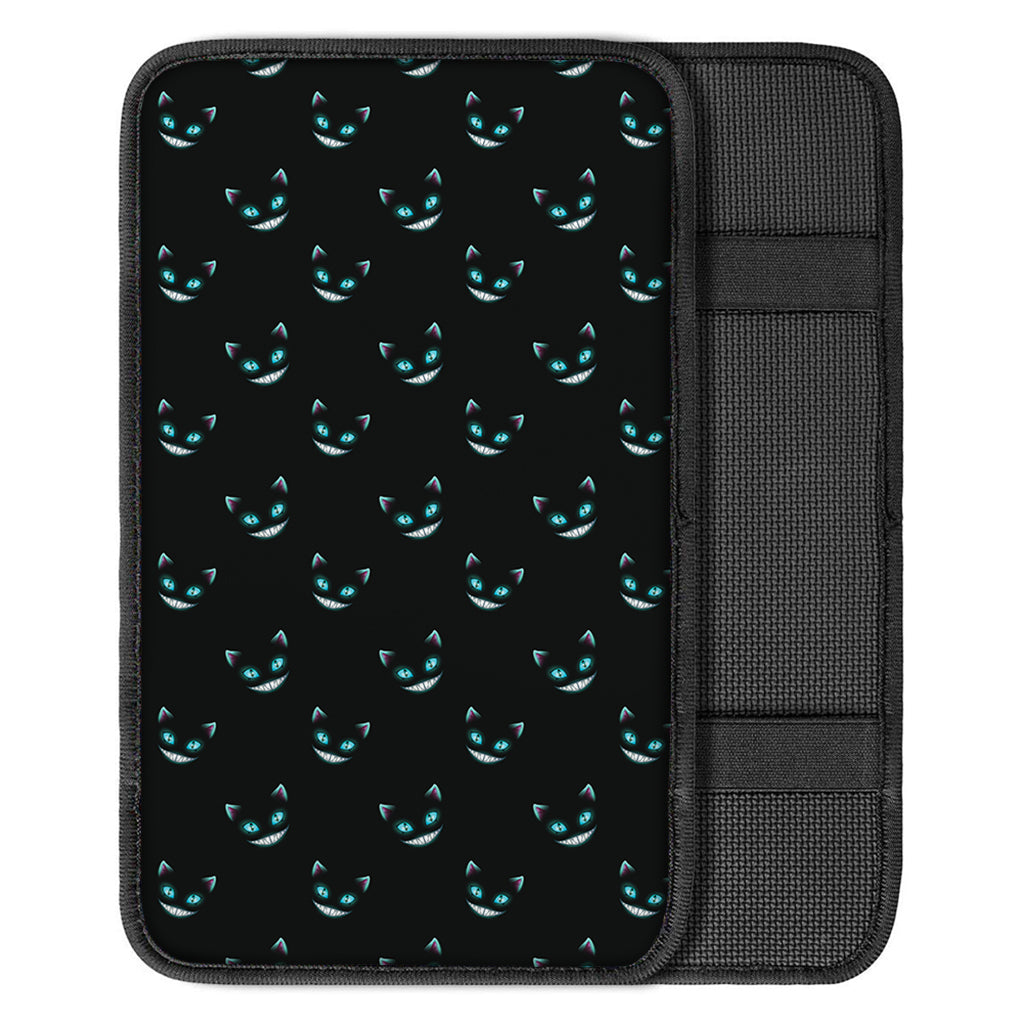 Black Cheshire Cat Pattern Print Car Center Console Cover