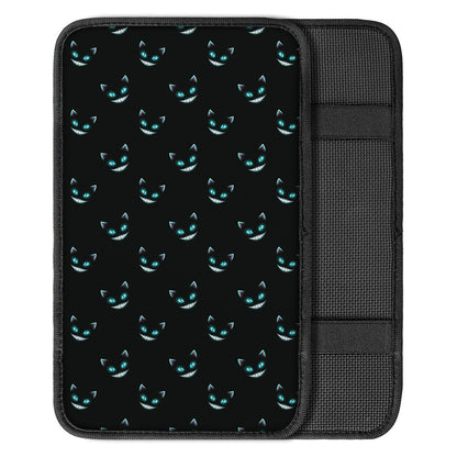 Black Cheshire Cat Pattern Print Car Center Console Cover