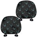 Black Cheshire Cat Pattern Print Car Headrest Covers