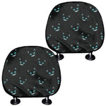 Black Cheshire Cat Pattern Print Car Headrest Covers