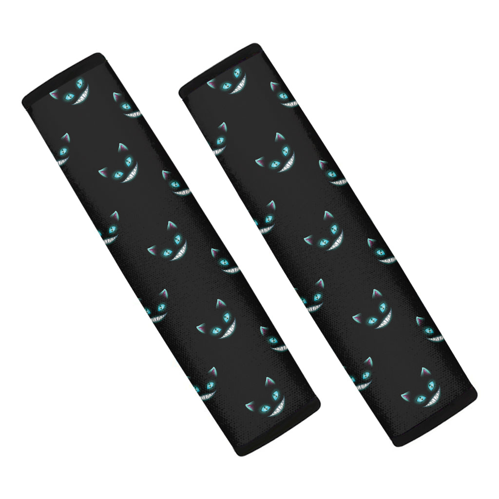 Black Cheshire Cat Pattern Print Car Seat Belt Covers
