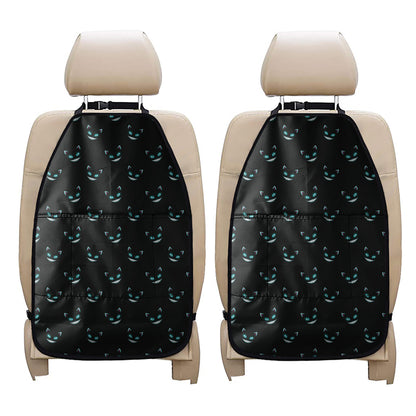 Black Cheshire Cat Pattern Print Car Seat Organizers