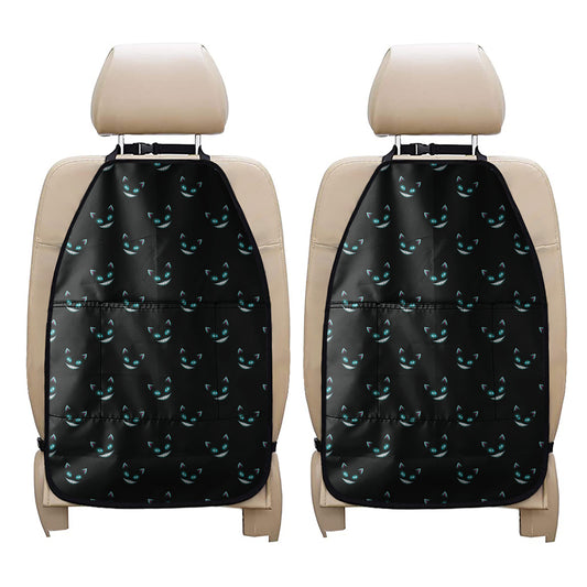 Black Cheshire Cat Pattern Print Car Seat Organizers