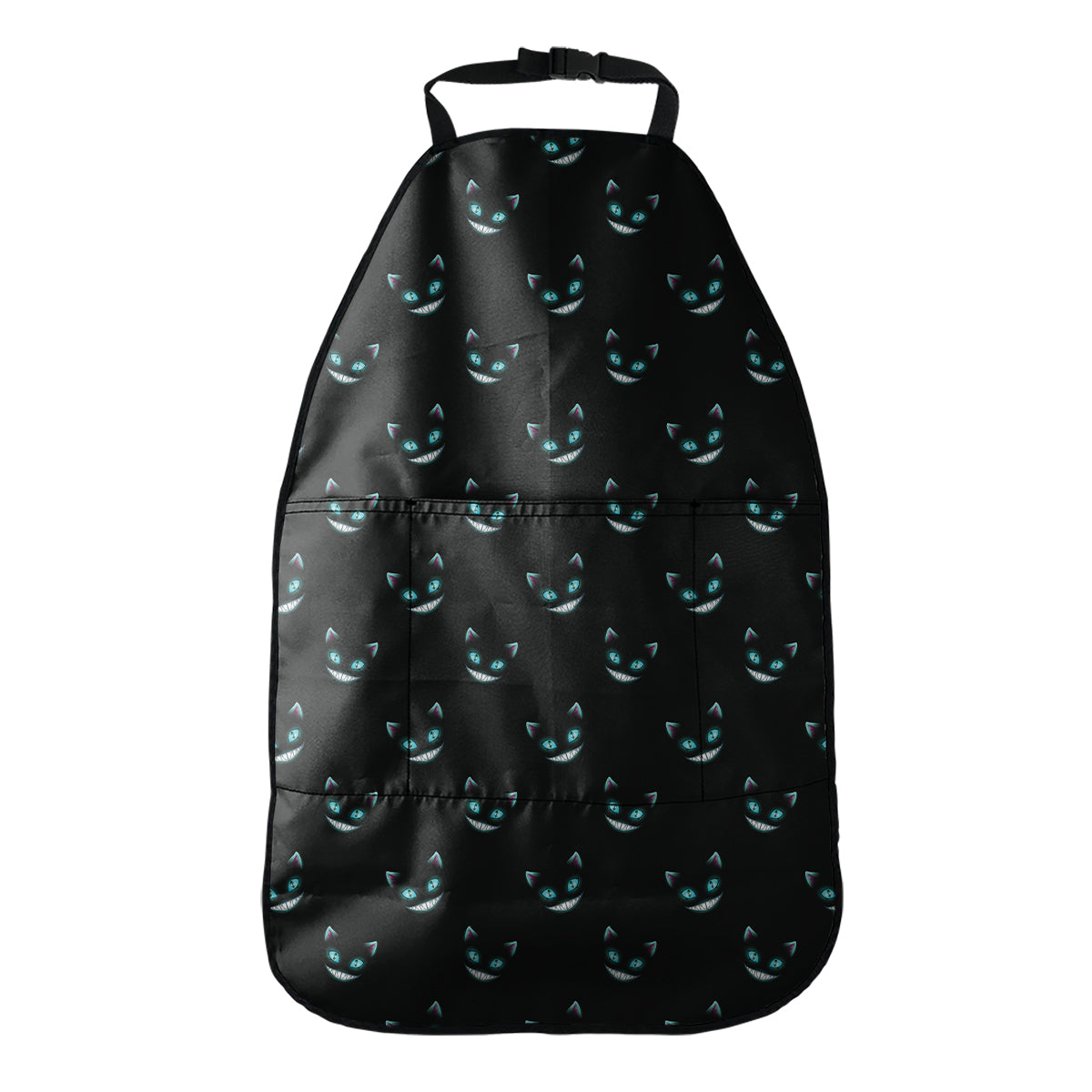 Black Cheshire Cat Pattern Print Car Seat Organizers