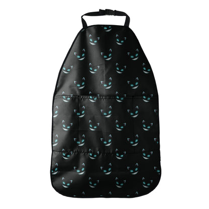 Black Cheshire Cat Pattern Print Car Seat Organizers