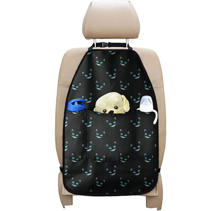 Black Cheshire Cat Pattern Print Car Seat Organizers