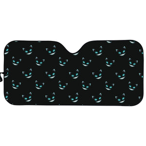 Black Cheshire Cat Pattern Print Car Sun Shade