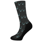 Black Cheshire Cat Pattern Print Crew Socks