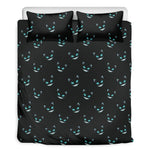 Black Cheshire Cat Pattern Print Duvet Cover Bedding Set