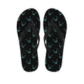 Black Cheshire Cat Pattern Print Flip Flops