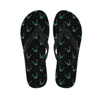 Black Cheshire Cat Pattern Print Flip Flops