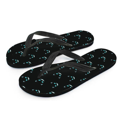 Black Cheshire Cat Pattern Print Flip Flops