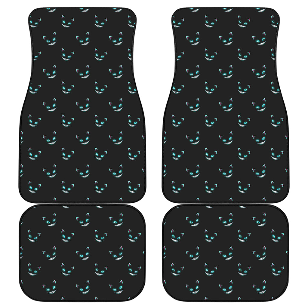 Black Cheshire Cat Pattern Print Front and Back Car Floor Mats