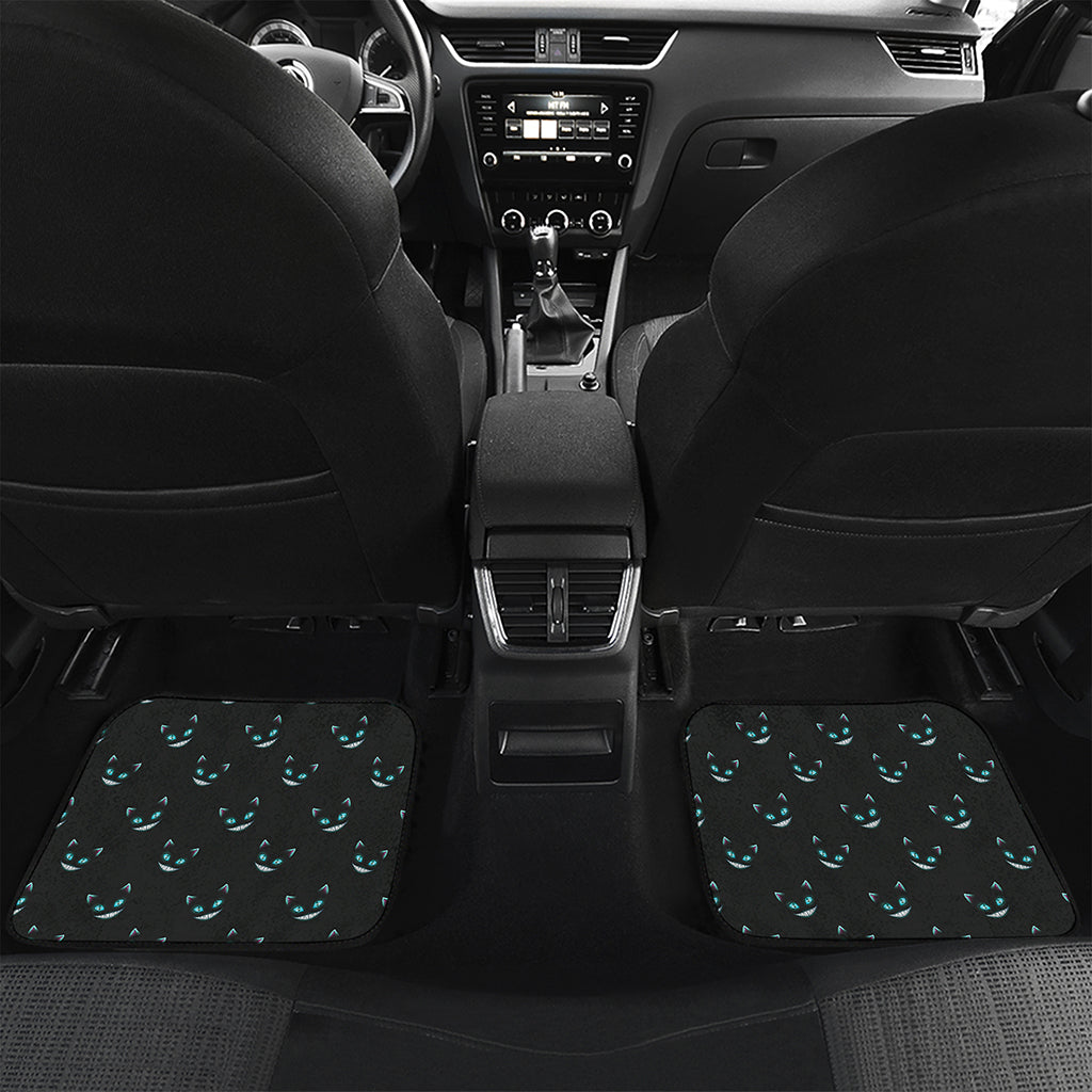 Black Cheshire Cat Pattern Print Front and Back Car Floor Mats