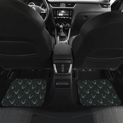 Black Cheshire Cat Pattern Print Front and Back Car Floor Mats