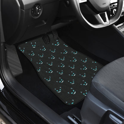 Black Cheshire Cat Pattern Print Front and Back Car Floor Mats