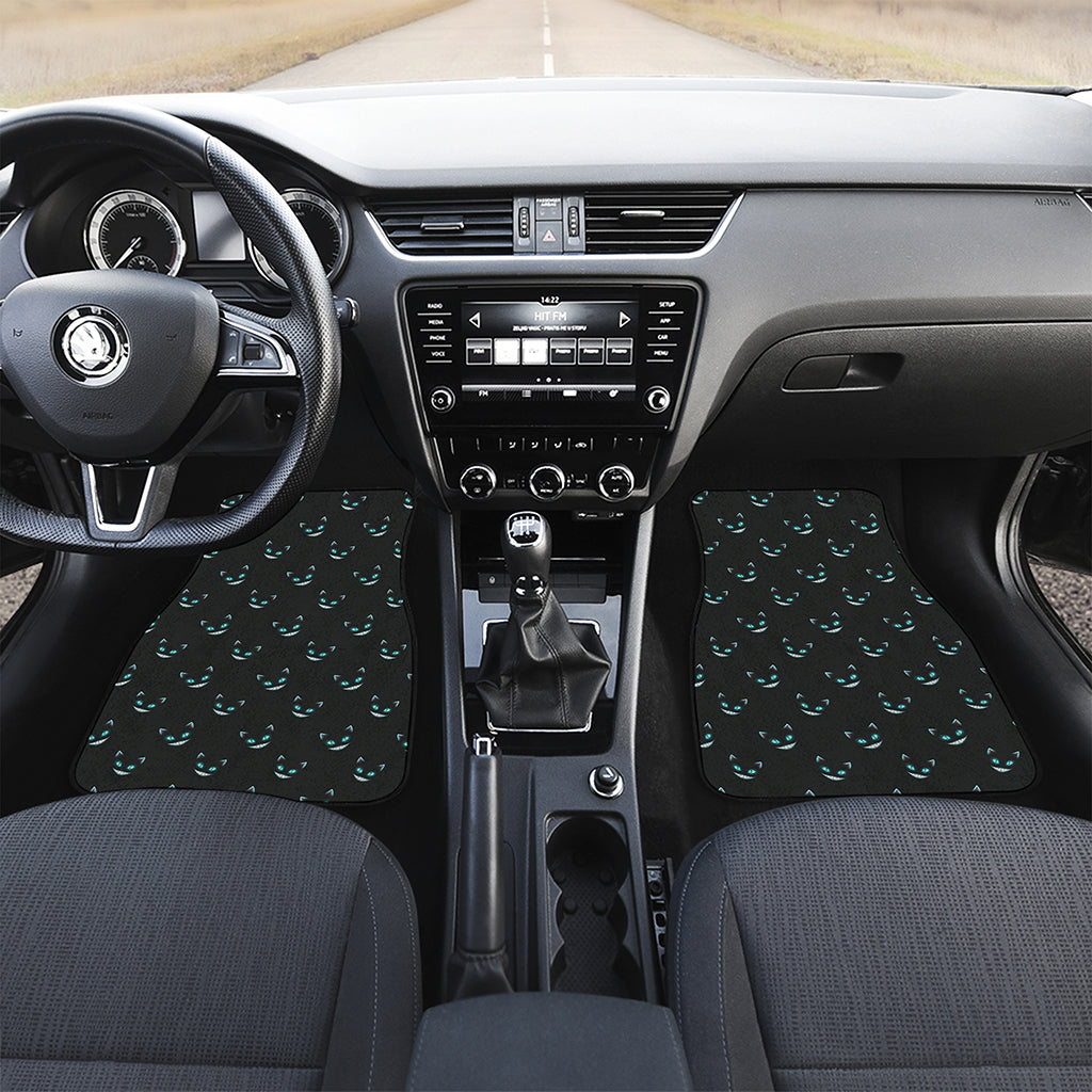 Black Cheshire Cat Pattern Print Front Car Floor Mats
