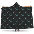 Black Cheshire Cat Pattern Print Hooded Blanket