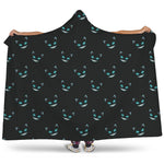 Black Cheshire Cat Pattern Print Hooded Blanket