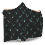 Black Cheshire Cat Pattern Print Hooded Blanket