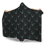 Black Cheshire Cat Pattern Print Hooded Blanket