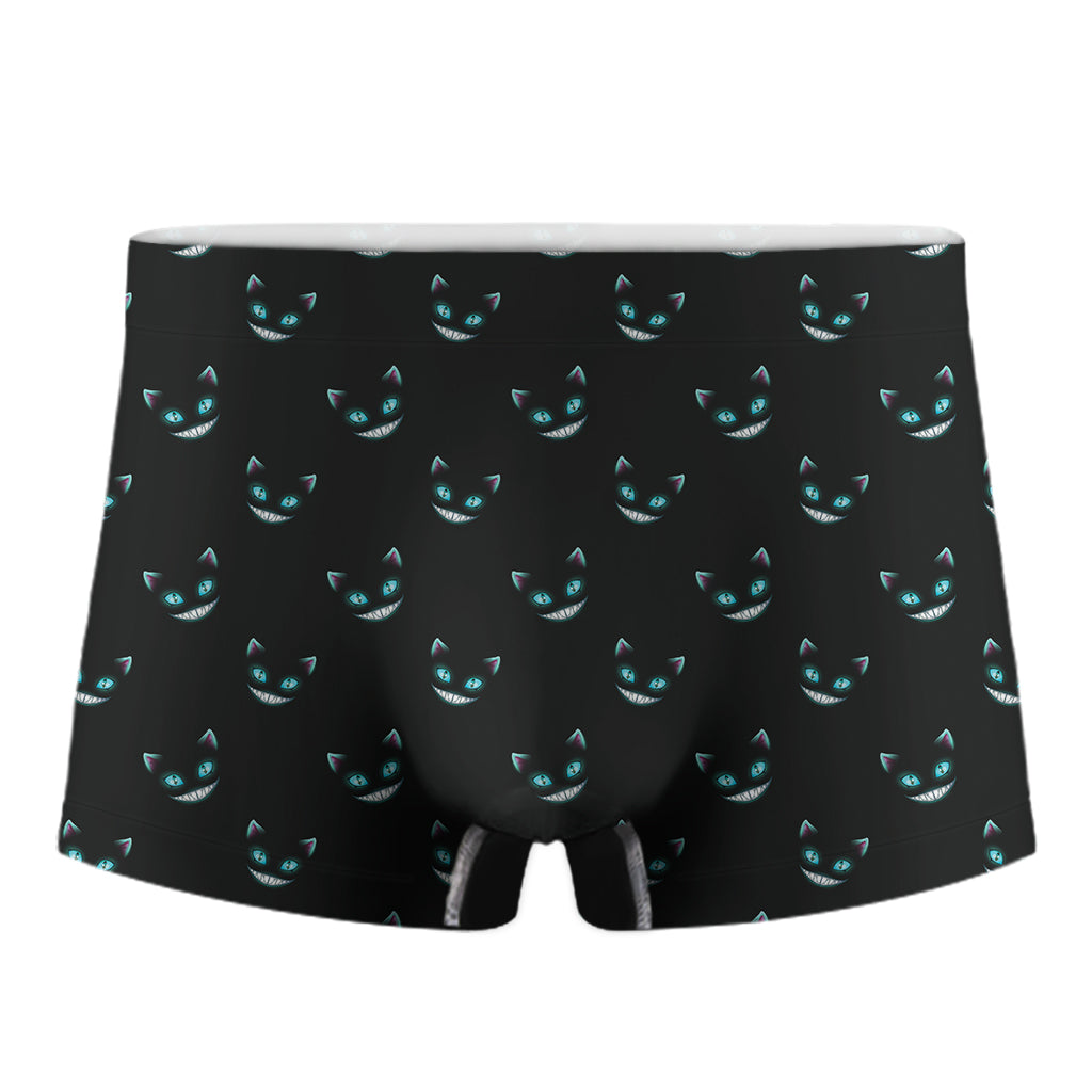 Black Cheshire Cat Pattern Print Men's Boxer Briefs