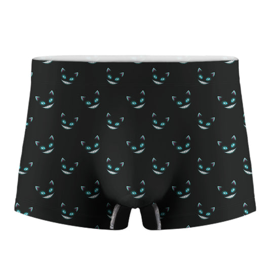 Black Cheshire Cat Pattern Print Men's Boxer Briefs